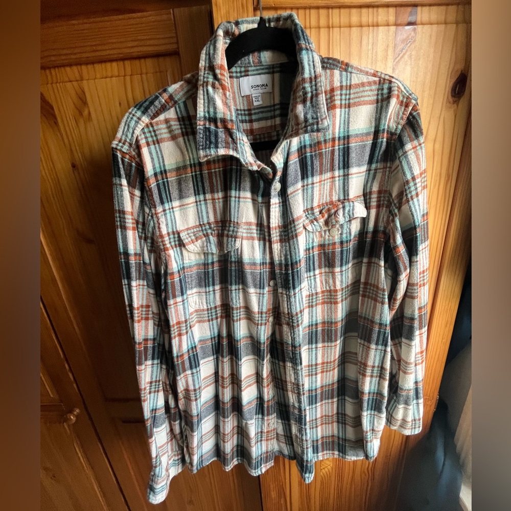 Sonoma Blue and Brown Plaid Shirt
